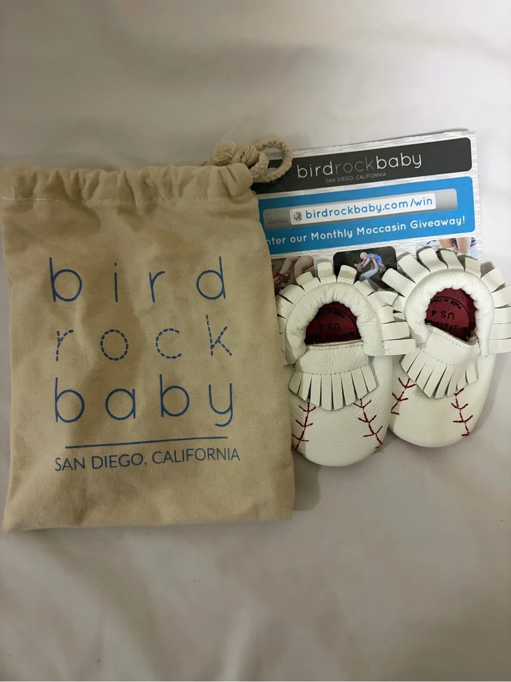 White Baseball Moccasin Baby Shoes